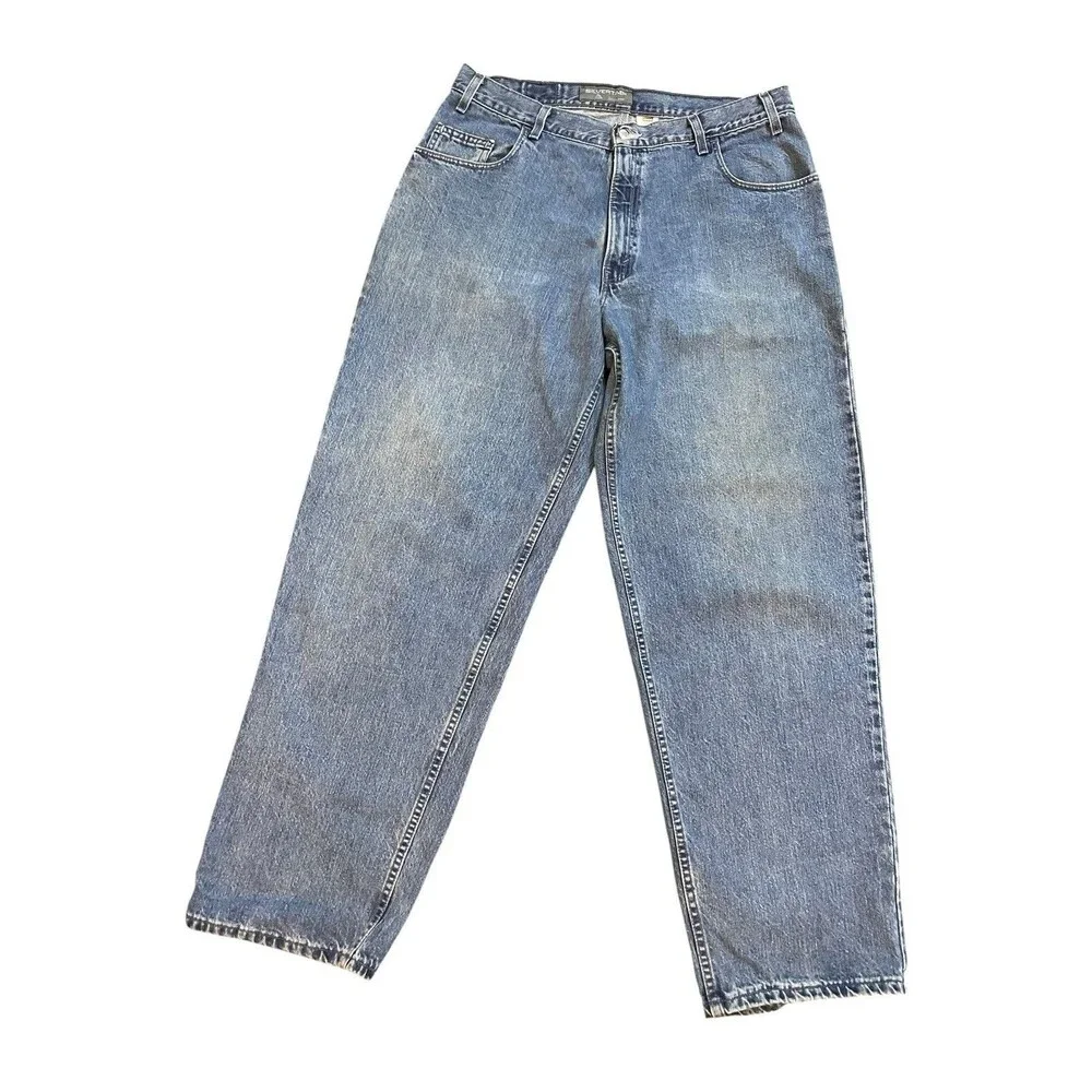 Vintage Y2K Levi’s Silvertab Baggy Fit Blue Denim Jeans Size 38x34 Skater Grunge